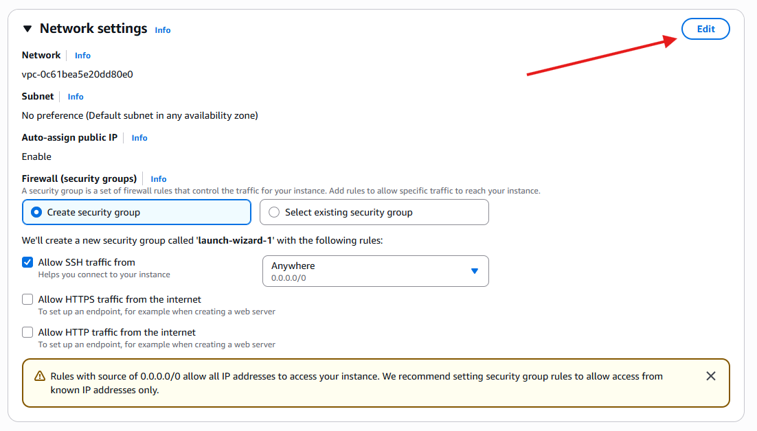 Edit network settings
