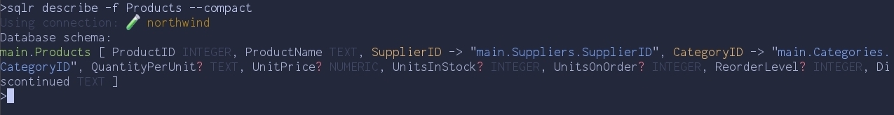 sqlr describe compact